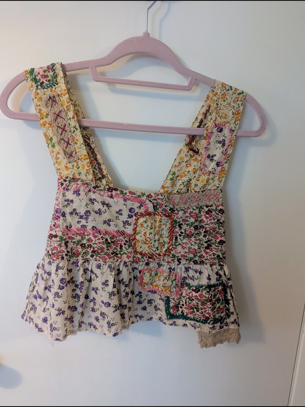 NATURAL LIFE Cream Floral Vintage Patchwork Top NWT